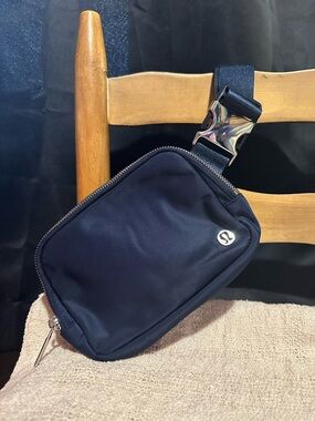 lululemon athletica Navy Sling Belt Bag with Silver Buckle